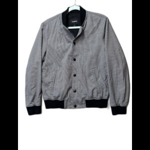 Express Bomber Jacket Black and White Houndstooth Pattern Small